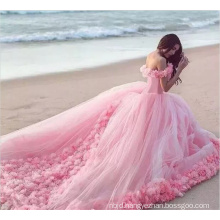 2017 High Quality Fairy Tale Style Off-shoulder Sweetheart Princess Pink Ball Gown Luxury Wedding Dress